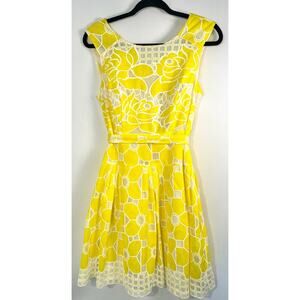 Robbie Bee Women's Size 12 Petite Lemon Yellow Dress Vintage Inspired Cottage